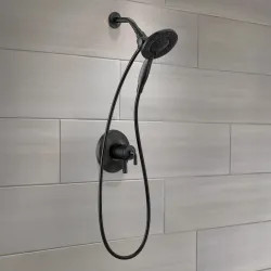 Click here to see Delta T17233-BL-I Delta Kayra Monitor 17 Series In2ition Shower Faucet with Volume Control, Two Lever Handles, H2Okinetic, ADA, 1.75 GPM, Matte Black - T17233-BL-I