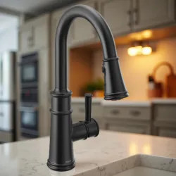 Click here to see Moen 7260BL Moen Belfield Single-Handle High Arc Pull-Down Kitchen Faucet w/ PowerBoost, 1.5 GPM, Matte Black - 7260BL 