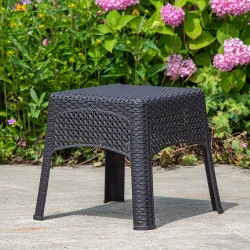 Click here to see  8071-60-3731 Adams MFG Woven Patio Earth Brown Wicker Side Table with UV-Protection - 8071-60-3731 