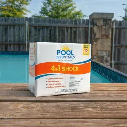Click here to see  25106ESS Pool Essentials 13.4 oz. 6-pack Shock Treatment, Fast Dissolving, Clears Cloudy Water - 25106ESS