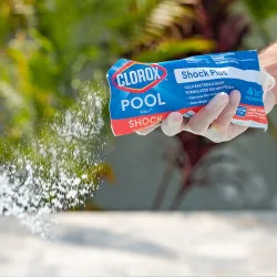 Click here to see  32606CLX Clorox Pool&Spa Shock Plus Pool Chemical, 1 Pound, 6 Packs, White - 32606CLX 