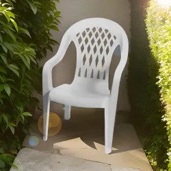 Click here to see  11213-32 Gracious Living Lattice High-Back Chair, Resin, White - 11213-32