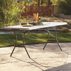 Click here to see  5011 Lifetime 6' Light Commercial Fold-In-Half Polyethylene Table, White Granite - 5011