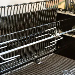 Click here to see  MB20091220 Masterbuilt Gravity Series Rotisserie Kit with Spit Rods, Meat Claws, and Electric Motor, 10 lbs. Capacity - MB20091220