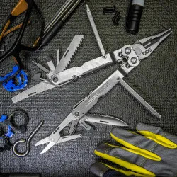 Click here to see  S60N-CP SOG PowerLock Multi-Tool Pliers with Nylon Pouch, 18 Tools, Satin - S60N-CP
