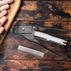Click here to see  47-1401 Weston Heavy Duty Hog Ring Pliers with Stainless Steel Jaw, Use for Closing Ground Meat Bags and Casings - 47-1401