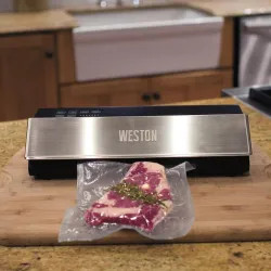 Click here to see  65-0501-W Weston Professional Advantage Vacuum Sealer with 15-Pack Vacuum Bag, Seals Up to 11