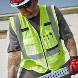 Click here to see Milwaukee 48-73-5111 Milwaukee S/M High Visibility Yellow Mesh Safety Vest with 9 Pockets, Class 2 Type R - 48-73-5111