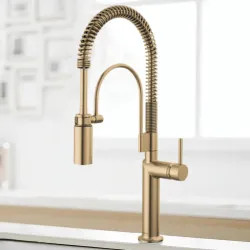 Click here to see Brizo 63375LF-GLLHP Brizo Odin Semi-Professional Kitchen Faucet, Less Handle, MagneDock, DIAMOND Seal, 1.8 GPM, Brilliance Luxe Gold - 63375LF-GLLHP
