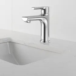 Click here to see Peerless P1513LF Peerless Flute Single-Hole Bathroom Faucet with 50/50 Pop-Up Drain, Single-Handle, 1.0 GPM, Lever Handle, ADA, WaterSense, Chrome - P1513LF