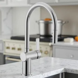 Click here to see Moen 7622 Moen Cia Single-Handle High Arc Pull-Down Kitchen Faucet, 1.5 GPM, Chrome - 7622