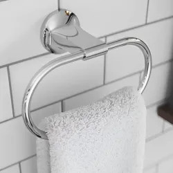 Click here to see Pfister BRB-PFM0C Pfister Pfirst Series 6in Polished Chrome Towel Ring with Mounting Hardware, All Metal Construction - BRB-PFM0C