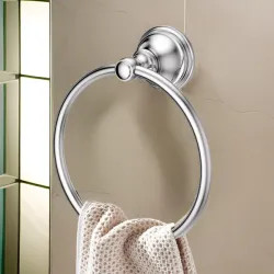 Click here to see Pfister BRB-TB0C Pfister Tisbury 6in Polished Chrome Towel Ring with Mounting Hardware, All Metal Construction - BRB-TB0C