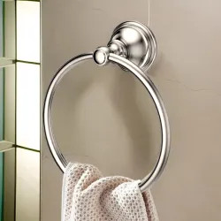 Click here to see Pfister BRB-TB0D Pfister Tisbury 6in Wall Mounted Towel Ring with Mounting Hardware, All Metal Construction, Polished Nickel - BRB-TB0D