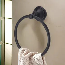 Click here to see Pfister BRB-TB0Y Pfister Tisbury 6in Tuscan Bronze Towel Ring with Mounting Hardware, All Metal Construction - BRB-TB0Y
