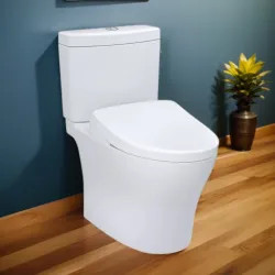 Click here to see Toto MW4464736CEMFGN#01 TOTO Aquia IV Two-Piece Skirted Toilet with WASHLET+ (S7A), Elongated, Universal Height, 1.28/0.9 GPF, Cotton White - MW4464736CEMFGN#01