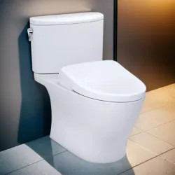 Click here to see Toto MW4424726CEFGA#01 TOTO Nexus Two-Piece Skirted Toilet w/ WASHLET+ (S7), Auto-Flush, Elongated, Universal Height, 1.28 GPF, Cotton White - MW4424726CEFGA#01