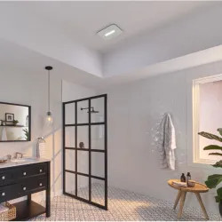 Click here to see Broan AE80LK Broan-NuTone Flex Series Bathroom Exhaust Fan with LED Lighted CleanCover™ Grille, 80 CFM - AE80LK