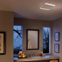 Click here to see Broan ZB110ML1 Broan-NuTone Ultra Green Multi-Speed Ceiling Bathroom Exhaust Fan with LED Light and Motion Sensing, 110 CFM - ZB110ML1 