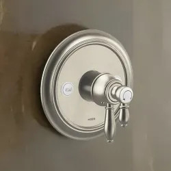 Click here to see Moen UTS43101BN Moen Weymouth Two-Handle Valve Only Trim with Flow Control and Temperature Adjust, Lever Handle,  M-Core 4, Thermostatic Cartridge, Brushed Nickel - UTS43101BN