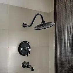 Click here to see Moen UTS43103EPBL Moen Weymouth Tub/Shower Faucet with Two-Handle Flow Control and Temperature Adjust Valve Trim, Lever Handles, M-Core 4, Thermostatic Cartridge, Matte Black - UTS43103EPBL