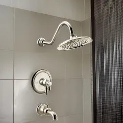 Click here to see Moen UTS43103EPNL Moen Weymouth Tub/Shower Faucet with Two-Handle Flow Control and Temperature Adjust Valve Trim, Lever Handles, M-Core 4, Thermostatic Cartridge, Polished Nickel - UTS43103EPNL