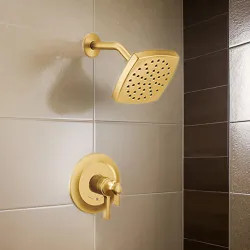 Click here to see Moen UTS4912EPBG Moen Flara Single Function Shower Only Faucet with Temperature and Volume Control, M-Core 4, Thermostatic Cartridge, ADA, WaterSense, Brushed Gold - UTS4912EPBG