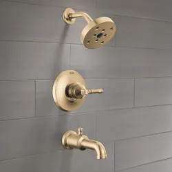 Click here to see Delta T14484-CZ-PR Delta Broderick 14 Series MonitorTub/ Shower Trim, TouchClean, H2Okinetic, ADA, 1.75 GPM, Lumicoat Champagne Bronze - T14484-CZ-PR