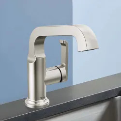 Click here to see Delta 589SH-SS-PR-DST Delta Tetra Bathroom Faucet With Metal Pop-Up, Side Handle, Deck Mount, DIAMOND Seal, ADA, 1.2 GPM, Lumicoat Stainlees - 589SH-SS-PR-DST