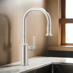 Click here to see Moen 7770EVSRS Moen Smyth One-Handle, High-Arc Pulldown Kitchen Faucet, Voice Activated, 1.5 GPM, Spot Resist Stainless - 7770EVSRS