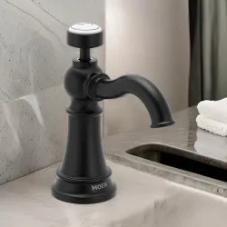 Click here to see Moen S3949BL Moen Weymouth Traditional Kitchen Soap Dispenser, 18 oz., Matte Black - S3949BL