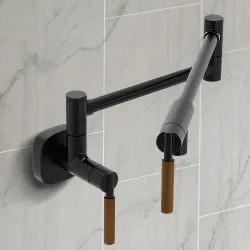 Click here to see Moen S6652BL Moen Tenon Wall-Mounted Two-Handle Swing Arm Kitchen Pot Filler Faucet, 5.5 GPM, Matte Black - S6652BL