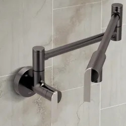 Click here to see Moen S6653BL Moen NIO Wall-Mounted Two-Handle Swing Arm Kitchen Pot Filler Faucet, 5.5 GPM, Matte Black - S6653BL