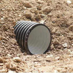 Click here to see   18” Double Wall Corrugated Pipe, Plain End, HDPE, White - 5’ Length