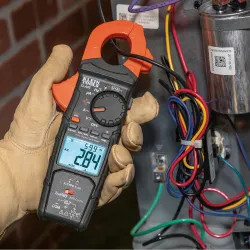 Click here to see Klein CL445 Klein HVAC Clamp Meter, 600V AC, 750V DC, 600 Amp, Temperature Range -148° to 1832°F (-100° to 1000°C) - CL445