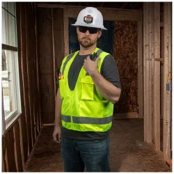 Click here to see Klein 60269 Klein High-Visibility Reflective Safety Vest, 8 Pockets, Medium/Large, Yellow - 60269