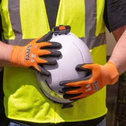 Click here to see Klein 60582 Klein 2-Pair Knit Dipped Gloves, Nylon-Spandex, Cut Level A1, Touchscreen, X-Large - 60582