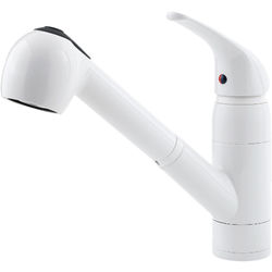 Click here to see Pfister G133-10WW Pfister Pfirst White Single Handle Pull-Out Kitchen Faucet, 1.8 GPM, Pforever Seal - G133-10WW