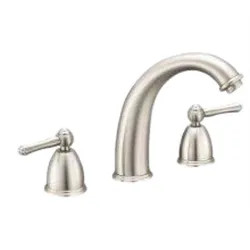Click here to see Danze CDM-8SP-BRN Danze Corona Del Mar Widespread Bathroom Faucet, Two-Handle, Scroll Lever Handle, ADA, Brushed Nickel - CDM-8SP-BRN