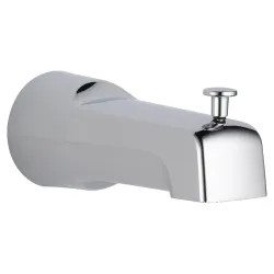 Click here to see Delta U1011-PK Delta Tub Spout with Pull-Up Diverter, Chrome, Slip fit 1/2in CWT, 1/2in or 3/4in IPS, 6-11/16in Spout Reach, Wall-Mount Installation - U1011-PK