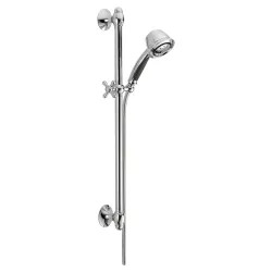 Click here to see Delta 51508 Delta Fundamentals Premium 5-Setting Hand Shower with Slide Bar, Touch-Clean, 2.5 GPM, Chrome - 51508