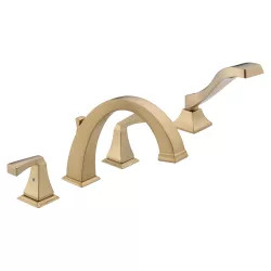 Click here to see Delta T4751-CZ Delta Dryden Two-Handle Roman Tub Faucet Trim with 1.75 GPM Single-Setting Hand Shower, Lever Handles, Touch-Clean, Champagne Bronze - T4751-CZ