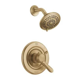 Click here to see Delta T17238-CZ Delta Lahara Monitor 17 Series 5-Setting Raincan Shower Faucet with Volume Control, Two Lever Handles, 1.75 GPM, ADA, Champagne Bronze - T17238-CZ