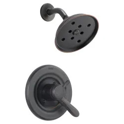 Click here to see Delta T17238-RBH2O Delta Lahara Monitor 17 Series Single-Setting Raincan Shower Faucet with Volume Control, H2Okinetic, Two Lever Handles, 1.75 GPM, ADA, Venetian Bronze - T17238-RBH2O
