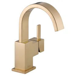 Click here to see Delta 553LF-CZ Delta Vero High-Arc Deck-Mount Champagne Bronze Lavatory Faucet, Metal Pop-Up, 1.2 GPM, Single-Handle, Lever Handle - 553LF-CZ