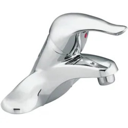 Click here to see Moen L4601 Moen Chateau Single-Handle Low Arc Chrome Centerset Bathroom Faucet, 1.2 GPM, ADA Lever Handle, Three-Hole, Less Drain - L4601