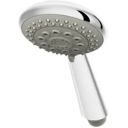Click here to see Symmons 412W Symmons Naru 3in Three-Mode Hand Shower Wand, Round, 2.5 GPM, Polished Chrome - 412W
