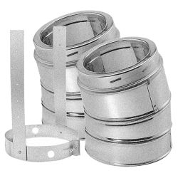 Click here to see M&G DuraVent 9364KIT DuraVent 5DT-E15KSS 5-Inch DuraTech 15 Degree Stainless Steel Elbow Kit