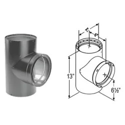 Click here to see M&G DuraVent 8655 DuraVent 6-Inch DVL Double-Wall Black Tee with Clean-out Cap - 8655 - 6DVL-T