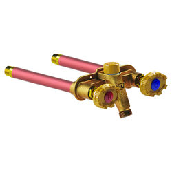 Click here to see Woodford 22W-10-MH Woodford 22 Series 10in Rough-In Freezeless Hot and Cold Wall Faucet, Horizontal, 1/2in Wirsbo PEX Tube Inlet, Metal Handle - 22W-10-MH